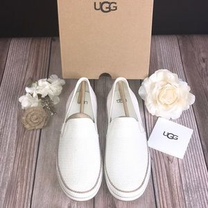 UGG White Cotton Slip On Sneakers 8.5M